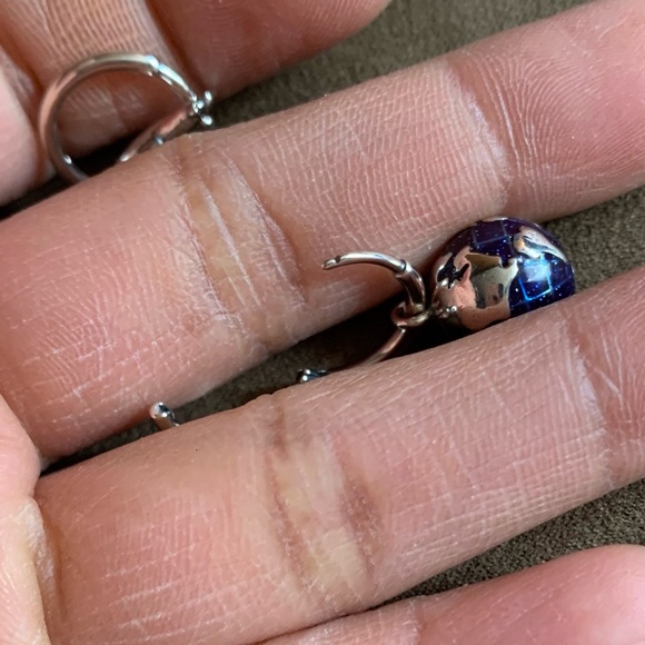 NWOT Airplane and World Map Earrings for Women Genuine 925 Sterling Silver - Picture 7 of 9